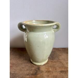 Vintage Hand Thrown Ceramic Celadon Vase | Art Pottery | Light Green Pottery